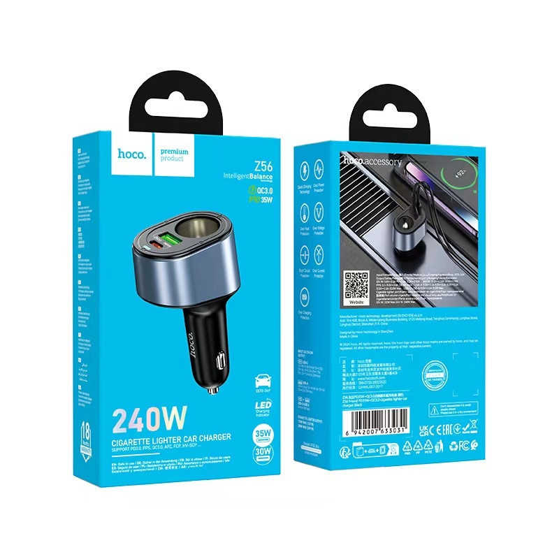 Автомобільний зарядний пристрій HOCO Z56 Friend PD35W+QC3.0 cigarette lighter car charger Black Одеса - фото 2