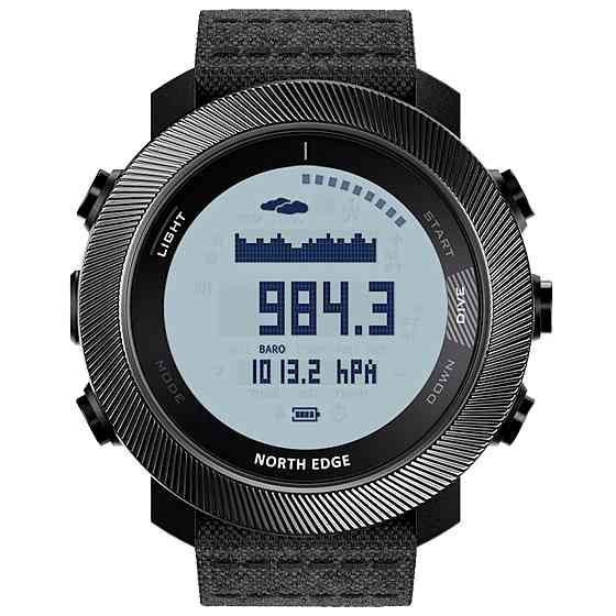 Годинник чоловічий водостійкий North Edge Apache Model D з компасом Чорний Вінниця