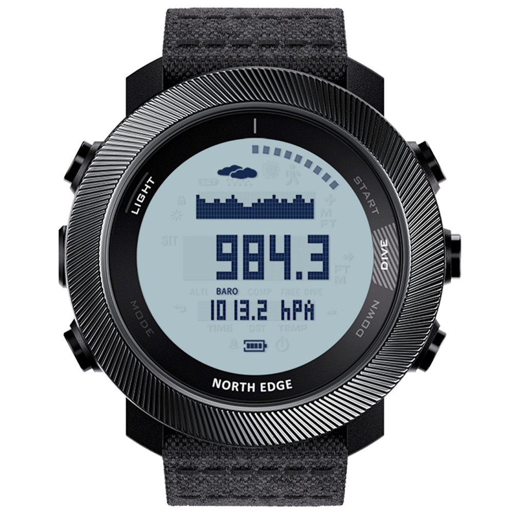 Часы мужские водостойкие North Edge Apache Model D с компасом Черный Винница - изображение 1