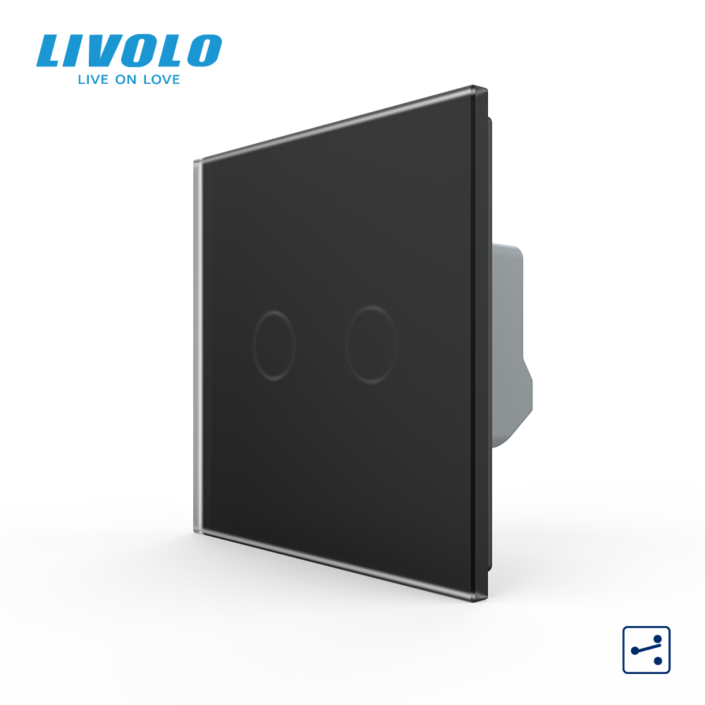 LIVOLO Сенсорний прохідний / перехресний вимикач LIVOLO, 2-сенсорний, чорний матове скло, 5А 23 Коломия - фото 1