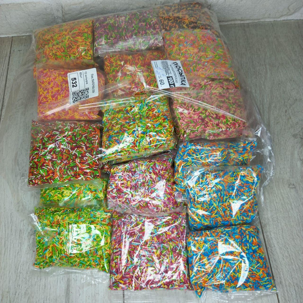 Посипка кондитерська цукрова різнобарвна «Палички» Наволода мікс, 100 г для декору випічки Харків - фото 7