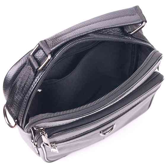 Якісна чоловіча сумка з натуральної шкіри 21278 Vintage Чорна Київ