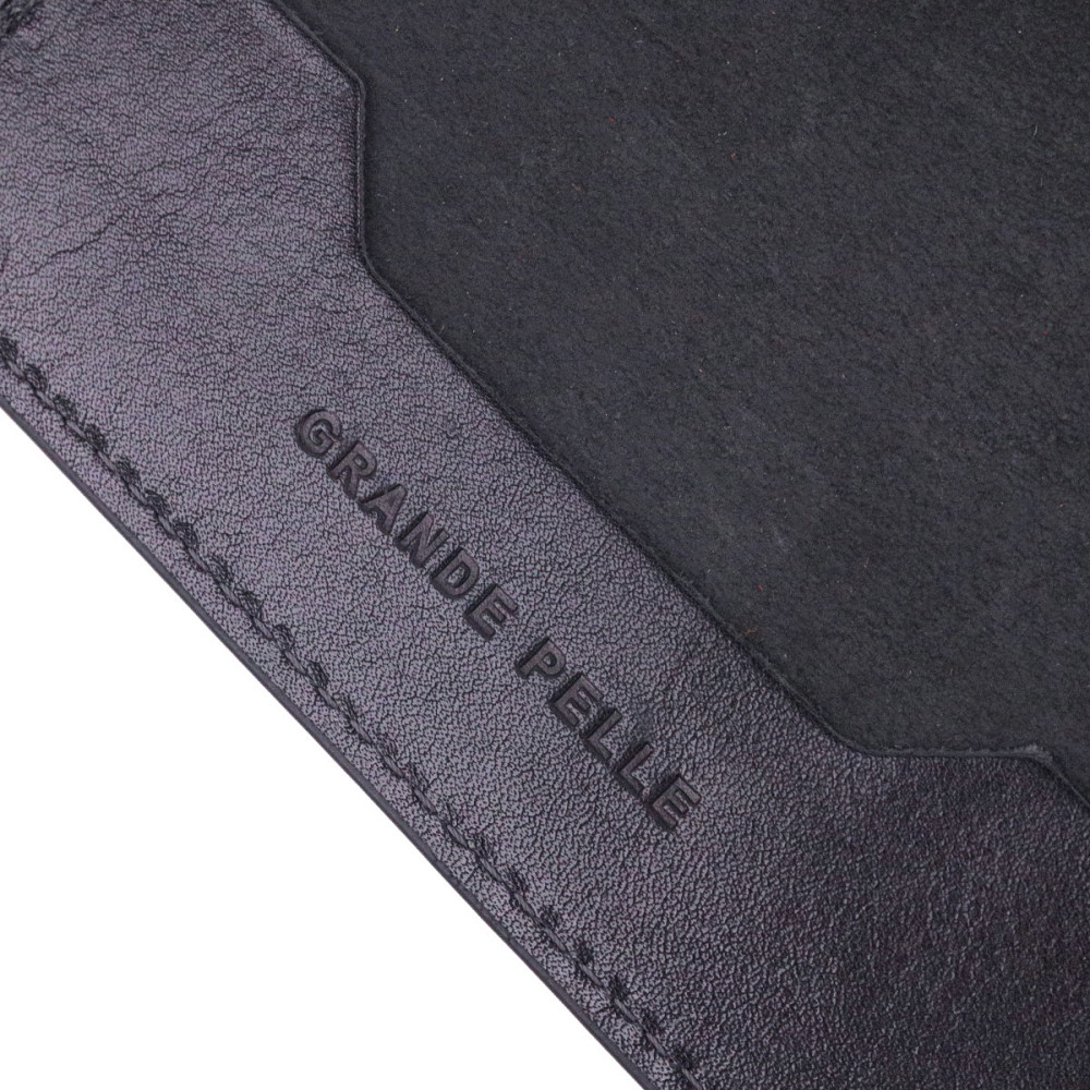 Красивая кожаная обложка на паспорт Карта GRANDE PELLE 16773 Черная Киев - изображение 4