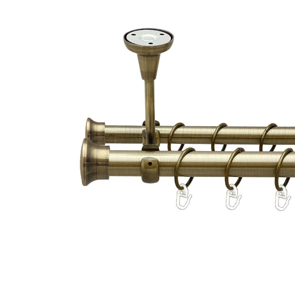 Карниз Orvit Дуо металевий дворядний відкритий до стелі гладка труба кільце металеве Антик 25\19 мм 240 см Львов - изображение 1