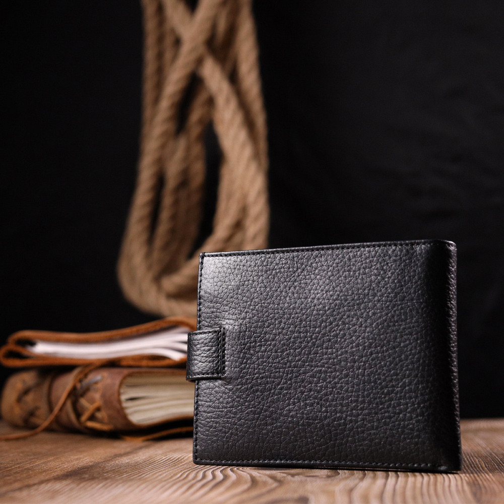 Класичний чоловічий гаманець із натуральної шкіри KARYA 21066 Чорний Київ - фото 2