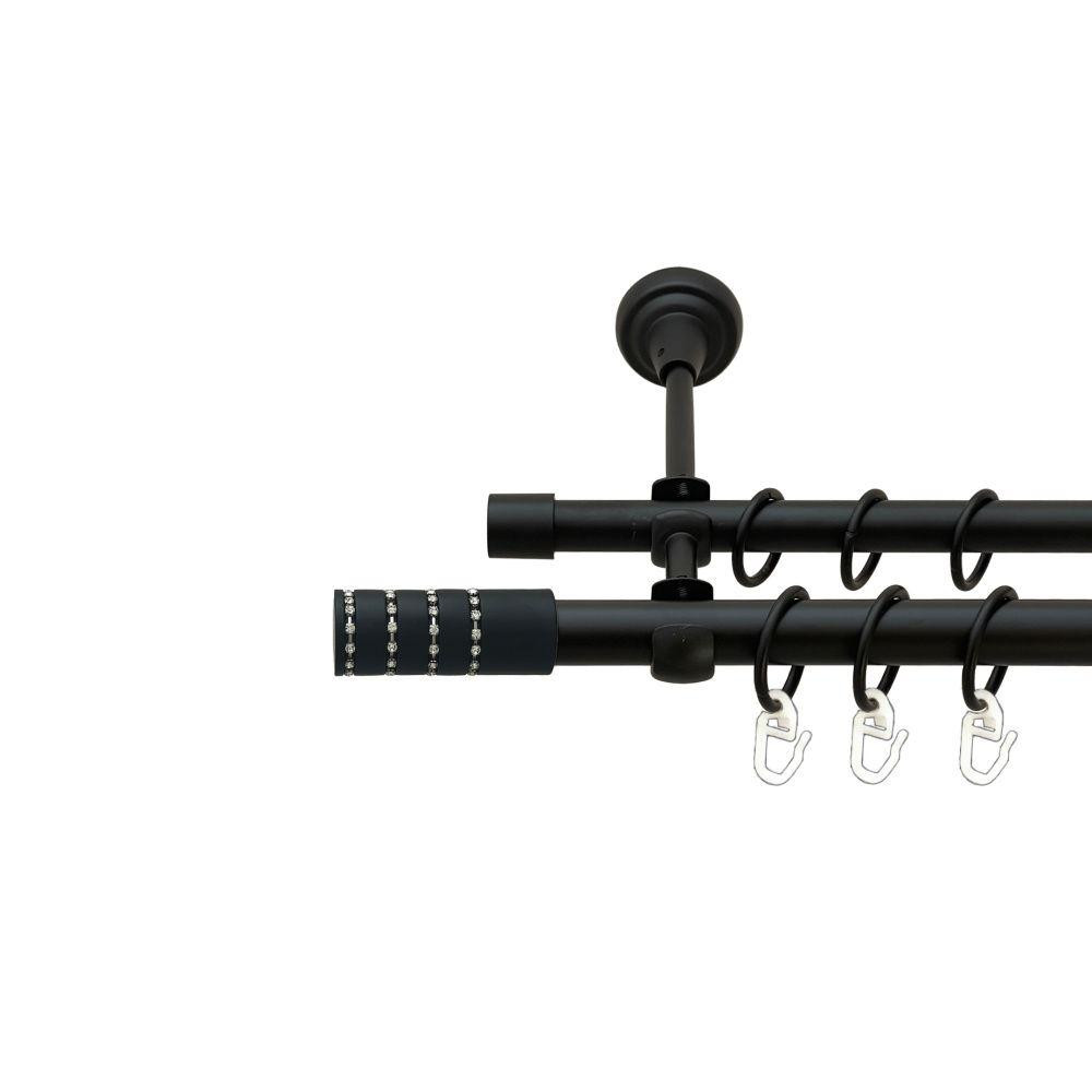 Карниз Orvit Барамелла металевий дворядний відкритий гладка труба кільце металеве Чорний Оксамит 19\16 мм 300 см (00-00020928) Львів - фото 1