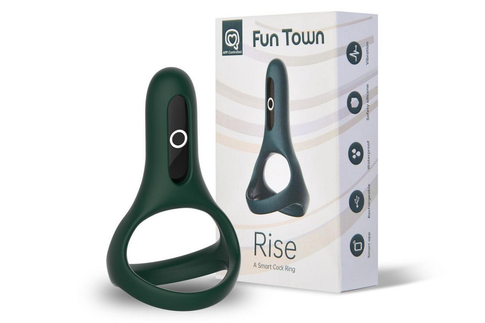 Подвійне ерекційне кільце Fun Town Rise Turquoise, керування зі смартфона Sex Aura Київ - фото 1