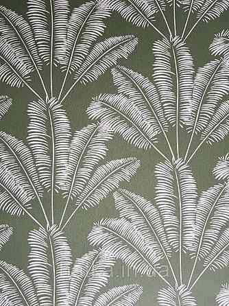 Шпалери флізелінові дитячі Caselio Our Planet листя папороті білі на зеленому тлі хакі Київ