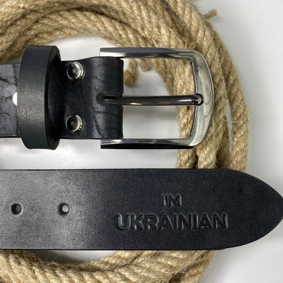 Чоловічий ремінь з натуральної шкіри для джинсів шкіряний якісний пояс, чорнийMasterSem Київ - фото 2