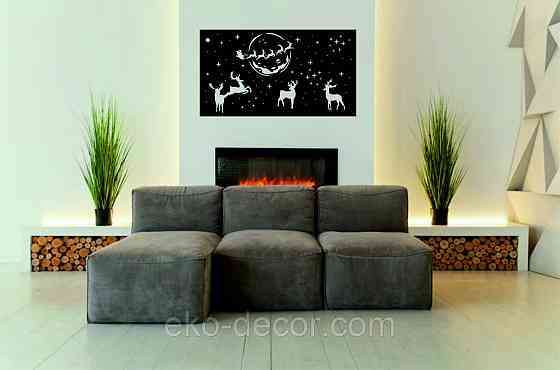 Декоративное настенное Панно «Новый год» Декор на стену 90*50 см, Черный Киев