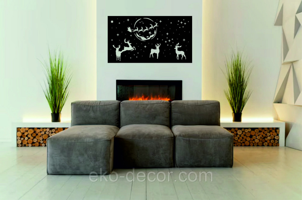 Декоративное настенное Панно «Новый год» Декор на стену 90*50 см, Черный Киев - изображение 3