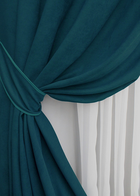 Комплект штор на люверсах VR-Textil Микровелюр Petek № 1494ш 150х270 см 2 шт Изумрудный (37-0211) Киев - изображение 13
