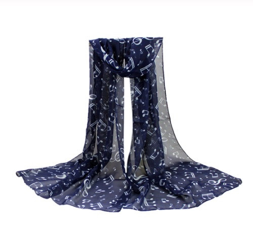 Шарф с нотами женский 144 на 50 см сине-белый Киев - изображение 2