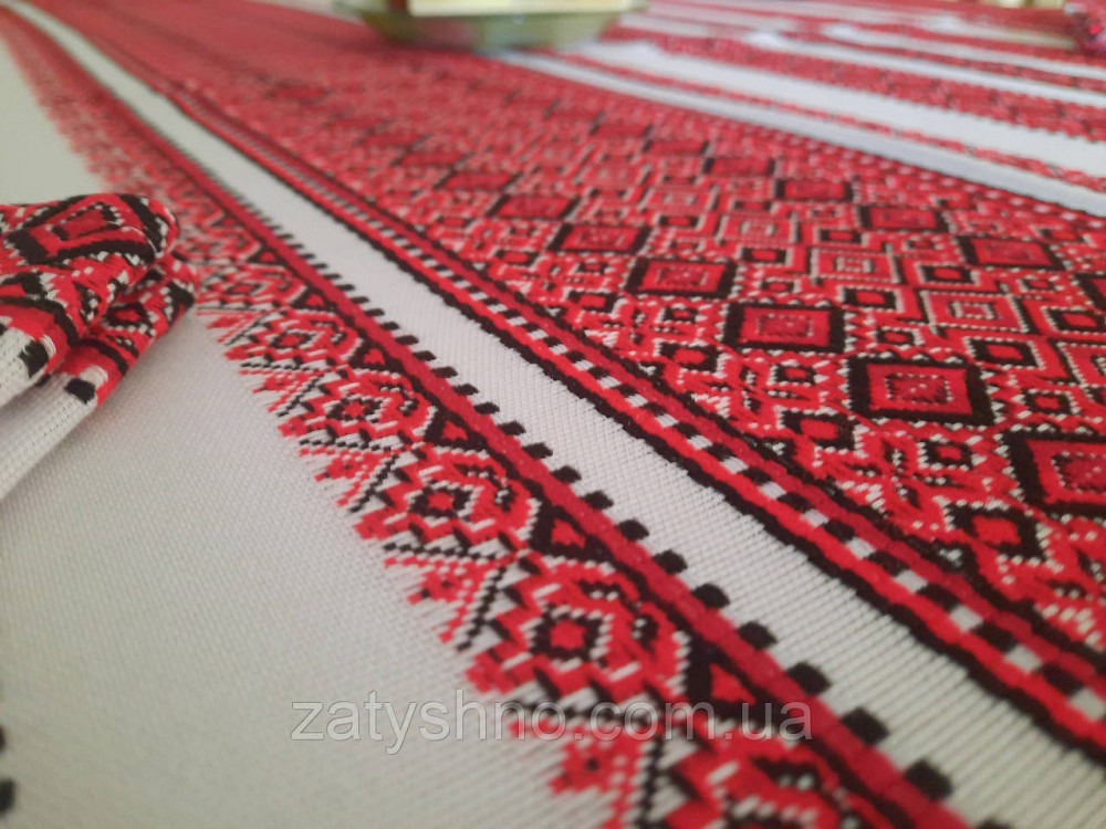 Красная скатерть вышитая с салфетками 6 штук Киев - изображение 8