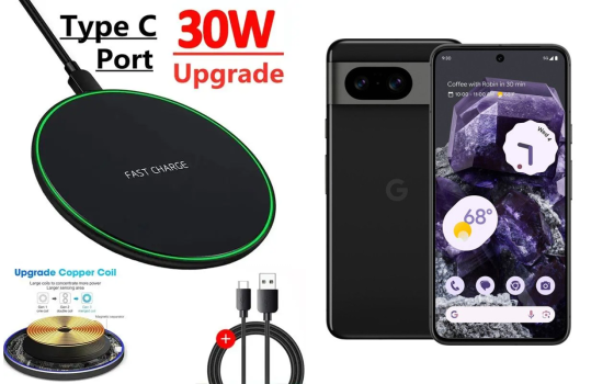 Бездротовий зарядний пристрій Copper до 30W для Google Pixel 6, Pixel 6 Pro, USB-C, LED Київ