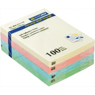 Бумага для заметок Buromax with adhesive layer 76х102мм, 100sheets, pastel colors mix (BM.2313-99) Винница - изображение 2