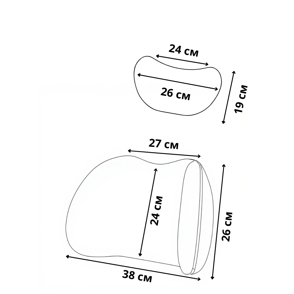 Набор подушек ортопедических под шею и спину в машину,подушки на подголовник и спинку сиденья,светло-серые Каменец-Подольский - изображение 5