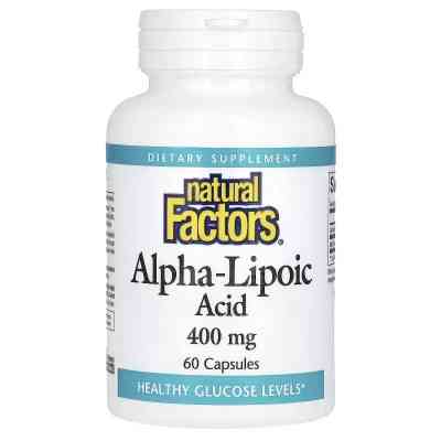 Витаминно-минеральный комплекс Natural Factors Альфа-липоевая кислота, 400 мг, Alpha-Lipoic Acid, 60 капсул (NFS-02101) Вінниця