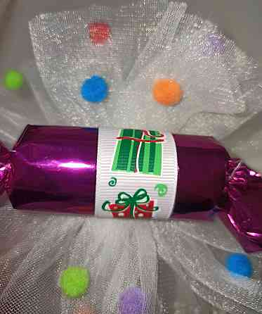 Новогодний обруч для волос конфетка с фатином one size ручная работа розовый Киев