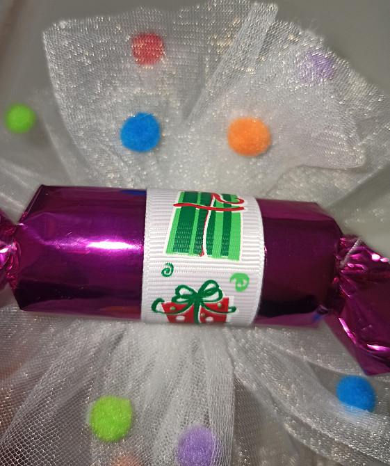 Новогодний обруч для волос конфетка с фатином one size ручная работа розовый Киев - изображение 2