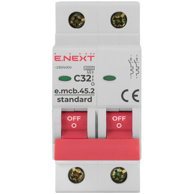 Автоматический выключатель E.NEXT 2-п e.mcb.stand. 32А C ( 4,5кА) (s002020) Винница - изображение 2