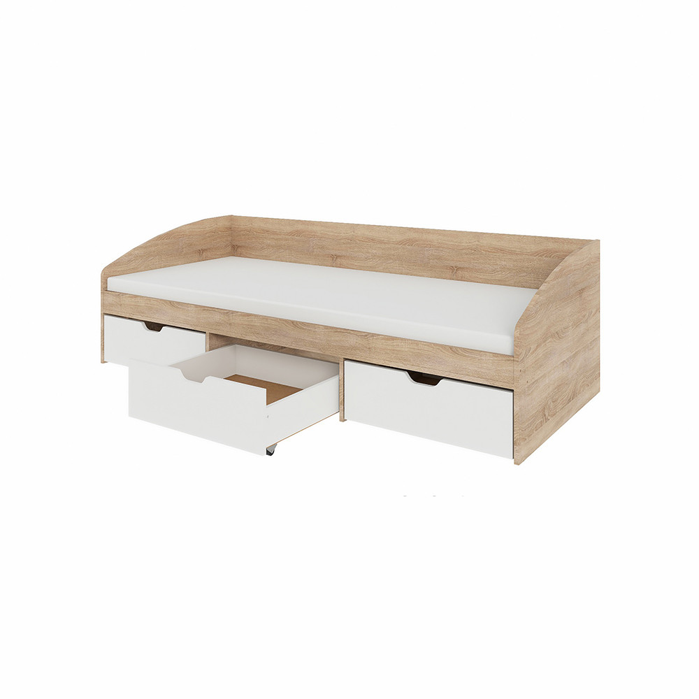 Ліжко односпальне з ящиками Еверест Комфорт 3 193х84х59 см Дуб сонома/Німфея Альба (білий) (DTM-073833) Львів - фото 8