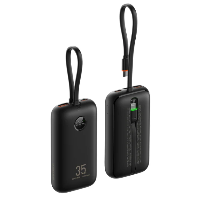 Павербанк 10000 mAh VEGER PD QC3.0 35W K1 VG-W1188 быстрая зарядка встроенный кабель power bank повербанк Одесса - изображение 1