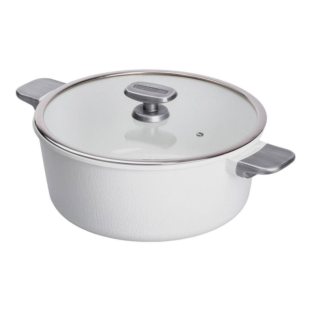 Алюминиевая кастрюля с керамическим антипригарным покрытием 7.7 л Ø 30 см белая MGC HP-4-455W Киев - изображение 4