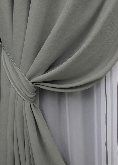 Комплект штор из ткани микровелюр Petek цвет светло-серый 1477ш Киев - изображение 5