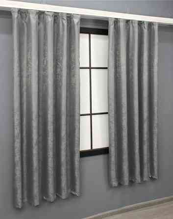 Комплект коротких штор VR-Textil Жакард Мармур Al1 № 1015ш Графітовий 130х170 см 2 шт (35-0208) Київ