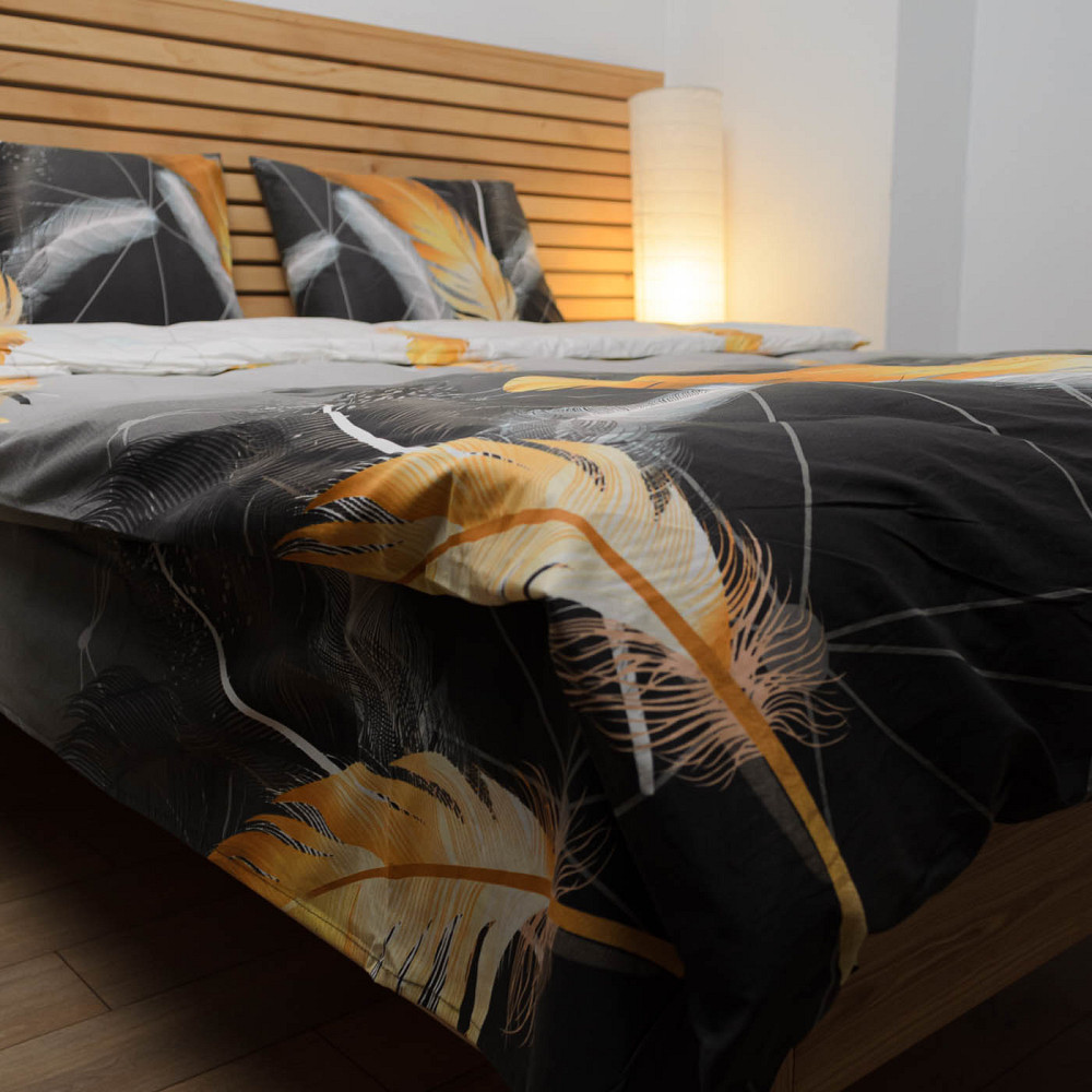 Євро комплект постільної білизни Сатин Перо 3Д 125 г/м2 YouStar (Сірий з чорним) 2 х 70х70 Суми - фото 3