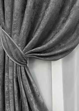 Комплект готовых штор VR-Textil Жакард Sultan XO № 1123ш Графитовый 100х290 см 2 шт (31-926) Киев