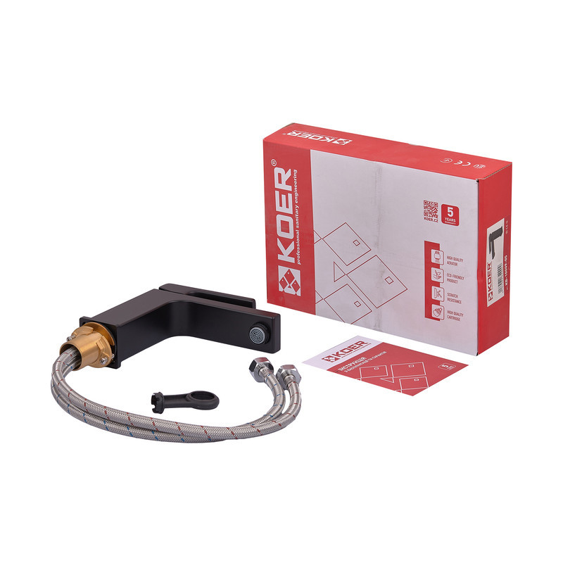 Черный смеситель для умывальника Koer KB-10009-05 KR3499 Харьков - изображение 2