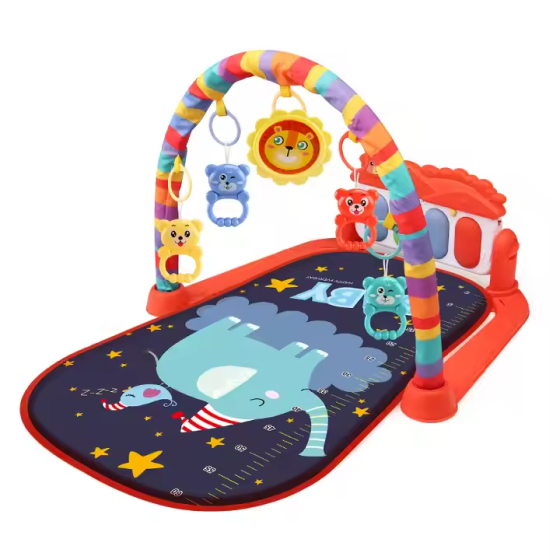 Развивающий коврик для малышей с пианино, игрушками, принт красный слон, шкала роста, коврик для детей Каменец-Подольский