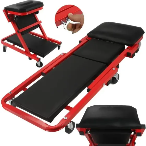 Лежак та крісло на колесах для слюсаря AL-FA AL08802 –, 2 в 1, зручний для СТО, Чехія Львів