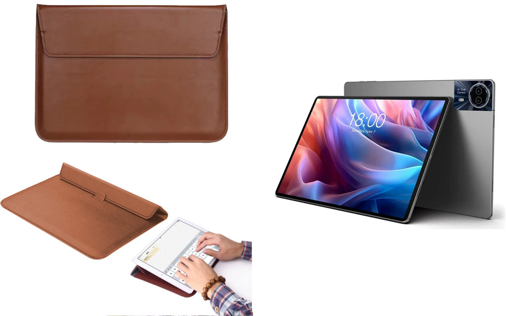 Чехол-конверт VitoCase для Teclast T65 Max, с функцией подставки для планшета Коричневый Киев - изображение 1
