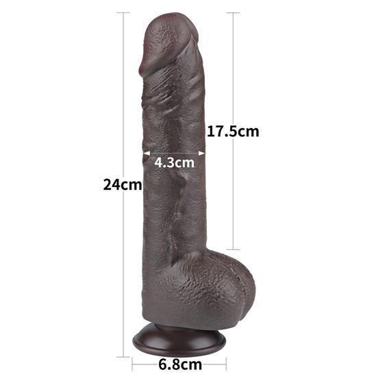 Фалоімітатор - Sliding-Skin Dual Layer Dong 9.5" Black Sex Aura Київ - фото 4