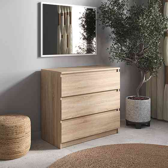 Комод VAYS R-3 Дуб Сонома, на 3 ящика без ручек, ЛДСП 80×40×75 см – для дома, офиса, гостиной, спальни Львов