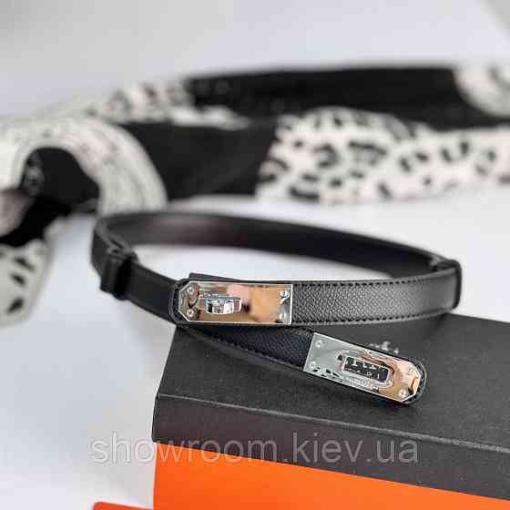 Черный женский кожаный ремень Hermes Гермес (280-2) Киев
