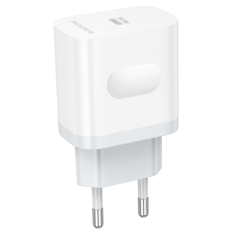 Мережевий зарядний пристрій BOROFONE BA99A Breeze single port PD20W charger White Киев - изображение 7