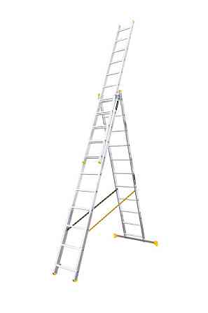 MASTERTOOL Драбина алюмінієва MASTERTOOL трисекційна комбінована 3х11 ступенів h=7250 мм max 15 Киев