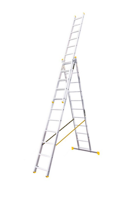 MASTERTOOL Драбина алюмінієва MASTERTOOL трисекційна комбінована 3х11 ступенів h=7250 мм max 15 Киев - изображение 1