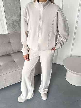 Стильный женский теплый флисовый костюм двойка Бежевий, 42/44 Одесса