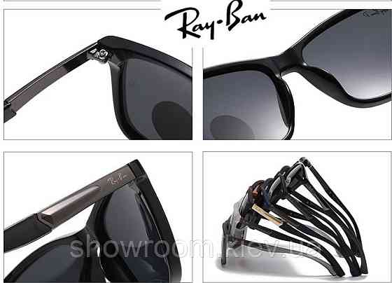 Мужские солнцезащитные очки с поляризацией Ray Ban (69035) черные Киев