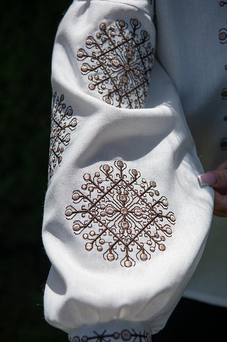 Женская вышиванка - рубашка с длинным рукавом льняная топ Киев - изображение 3