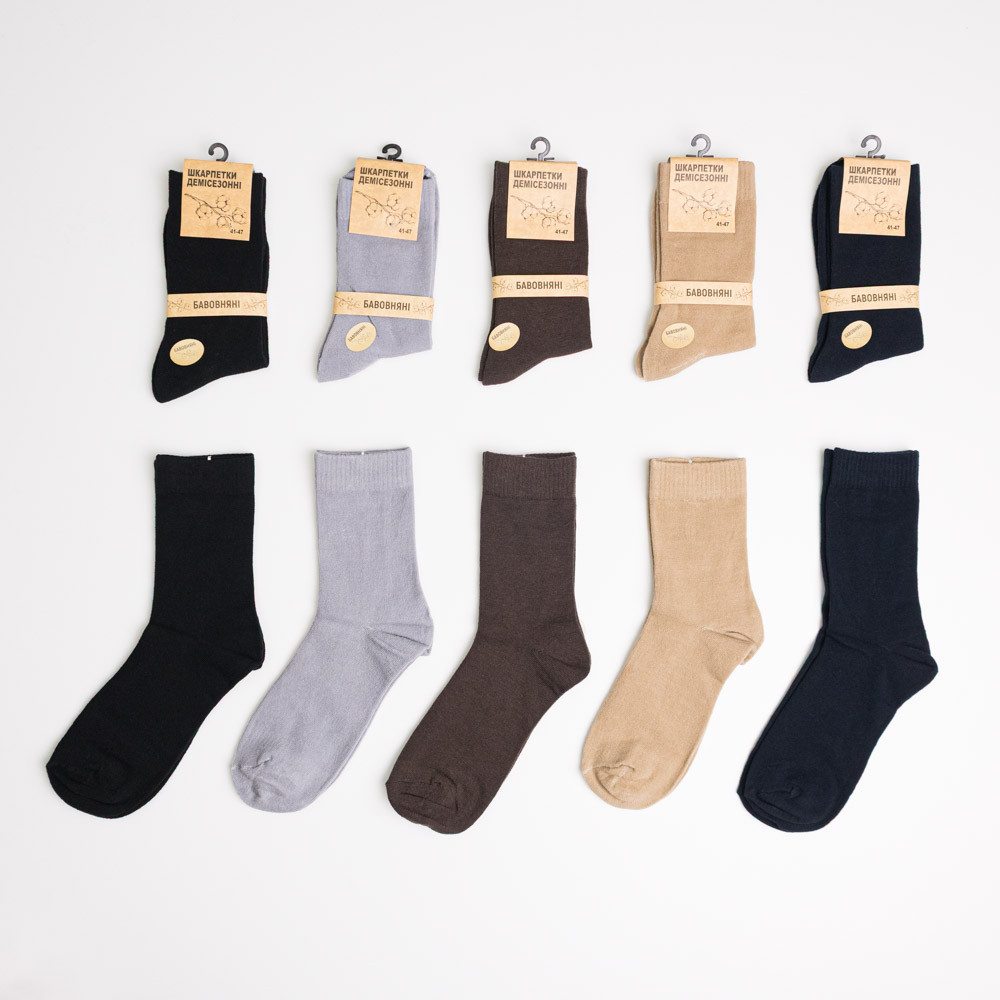 Набір шкарпеток чоловічих демісезонних однотонних 10 пар Youstar 843 Середні 41-47 Різні кольори Суми - фото 1