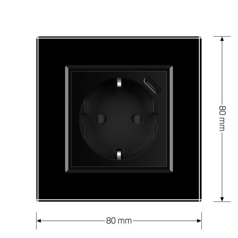 LIVOLO Електрична розетка з USB Type-C 18Вт для зарядки, з заземленням, LIVOLO, чорна, скляна р Коломия - фото 2