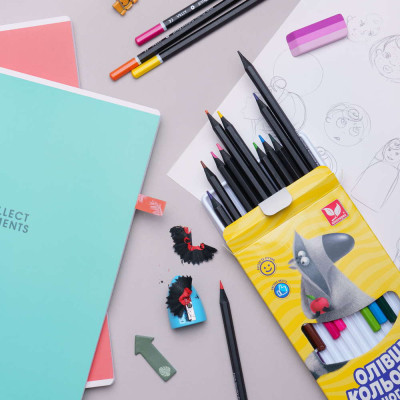 Карандаши цветные Школярик Шестигранные С черного дерева С точилкой 12 цветов (312114001-UA) Винница - изображение 3