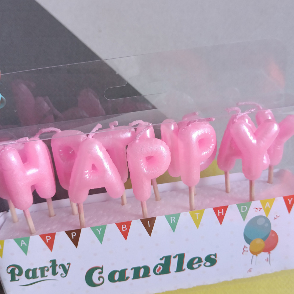 Свічка для торта букви happy birthday рожеві Київ - фото 1