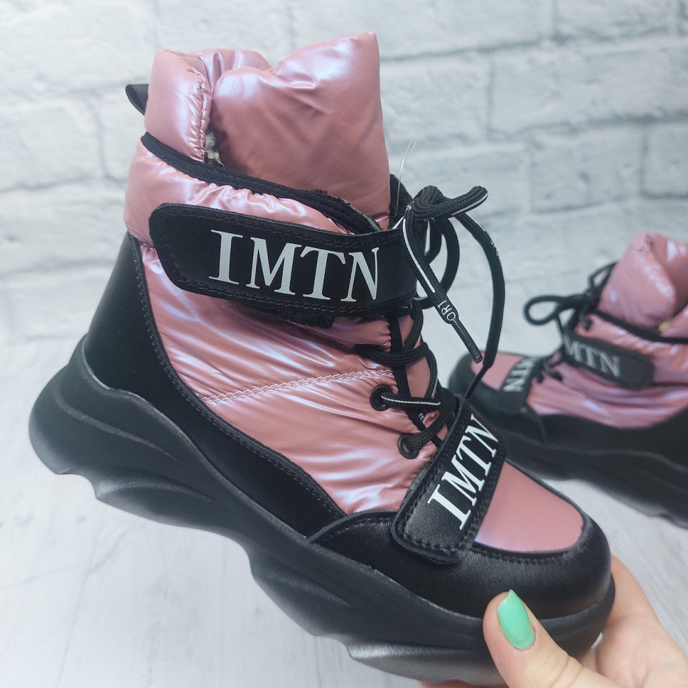 Детские зимние дутики термо розовые для девочек 